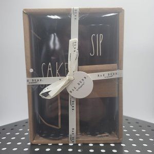 Rae Dunn 3pc Sake Set Black Pitcher Cups Ceramic Drinkware